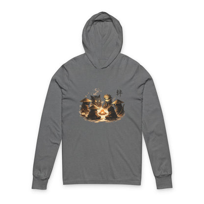 Hooded Long Sleeve Tee — Cozy Campfire Ninja Art Hooded Tee