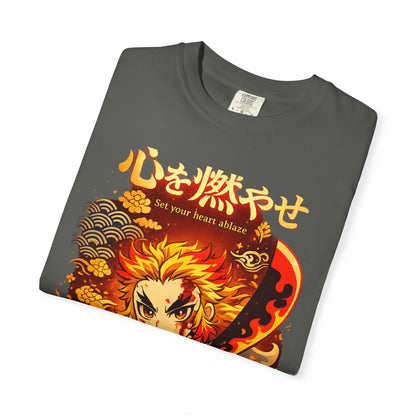 Anime Flame Warrior T-Shirt — 'Set Your Heart Ablaze' Graphic Tee