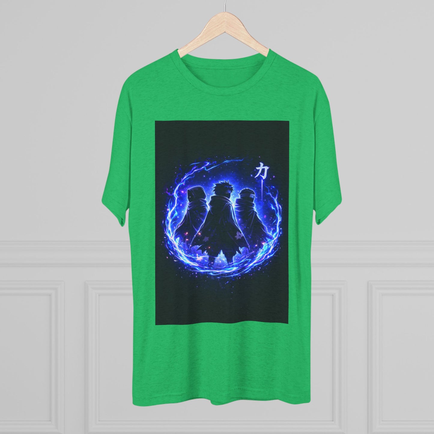 Anime Silhouette Crew Tee — Blue Flame Shinobi Design