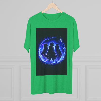 Anime Silhouette Crew Tee — Blue Flame Shinobi Design