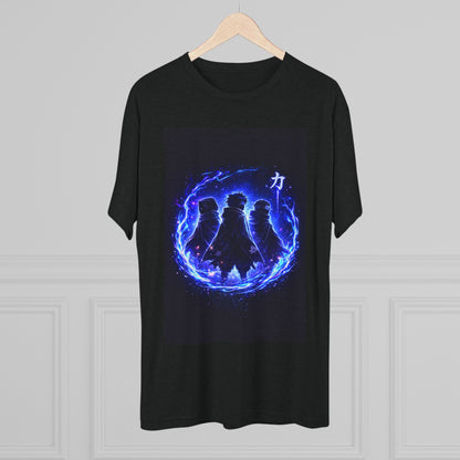 Anime Silhouette Crew Tee — Blue Flame Shinobi Design