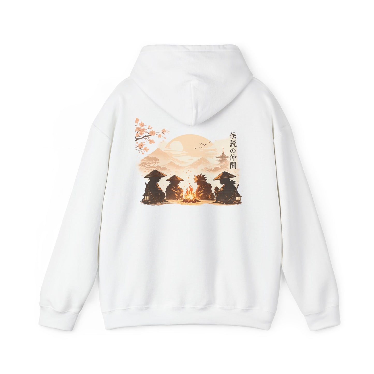 Hoodie | Samurai Campfire Illustration Japanese Kanji Backprint