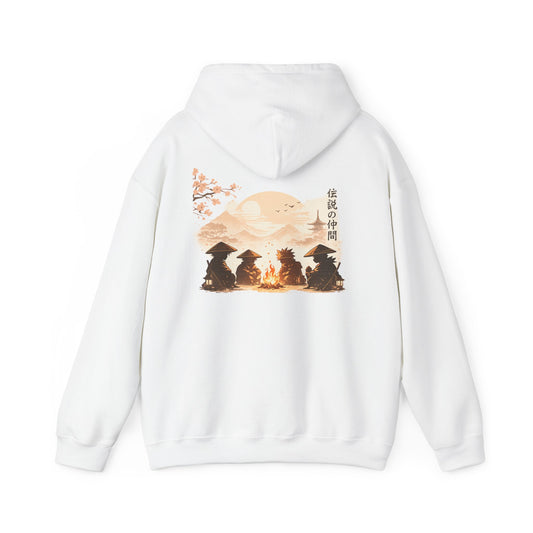 Hoodie | Samurai Campfire Illustration Japanese Kanji Backprint