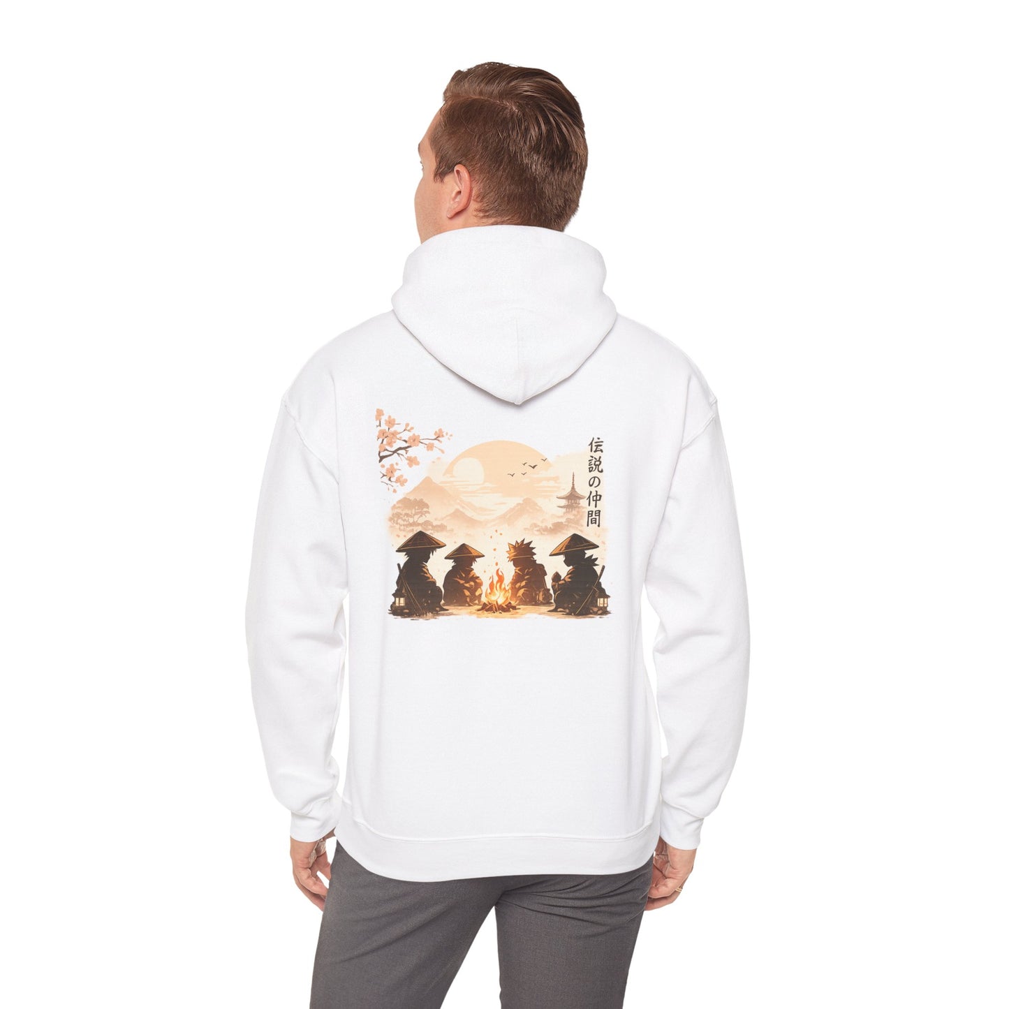 Hoodie | Samurai Campfire Illustration Japanese Kanji Backprint