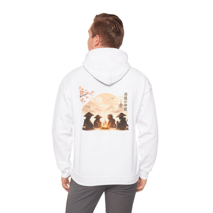 Hoodie | Samurai Campfire Illustration Japanese Kanji Backprint
