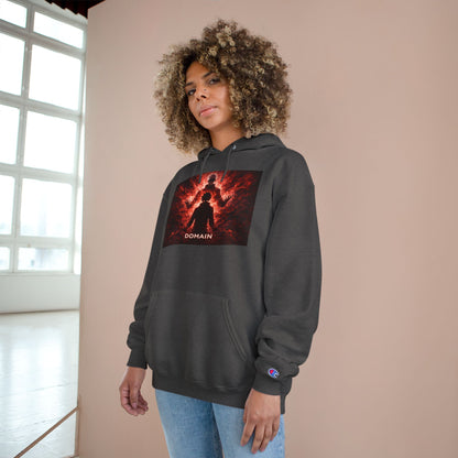 Domain Graphic Hoodie — Red Nebula Silhouette Champion Hoodie