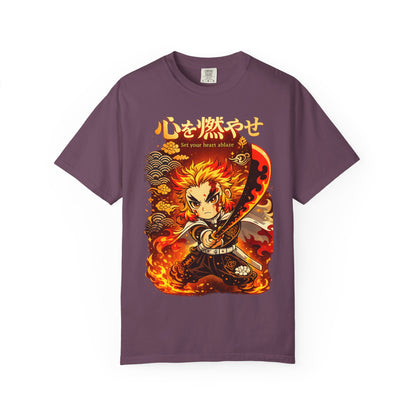 Anime Flame Warrior T-Shirt — 'Set Your Heart Ablaze' Graphic Tee