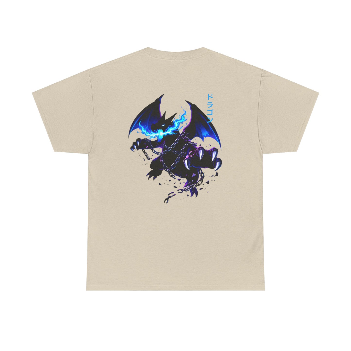 Dragon Graphic Tee — Blue Flame Kaiju Back Print T-Shirt
