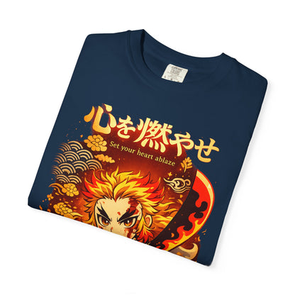 Anime Flame Warrior T-Shirt — 'Set Your Heart Ablaze' Graphic Tee