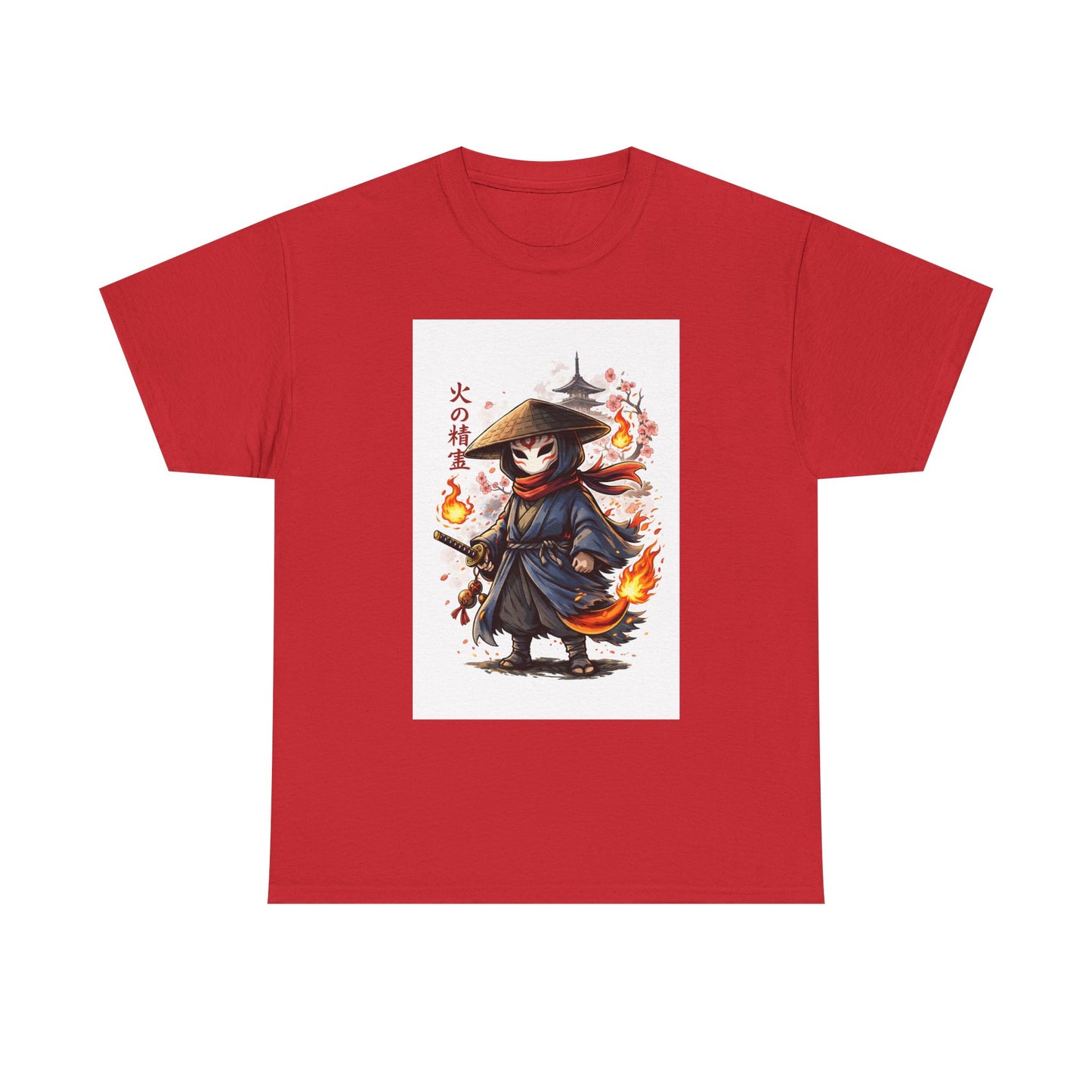 Fire Spirit Samurai T-Shirt — Cute Chibi Oni Warrior Tee