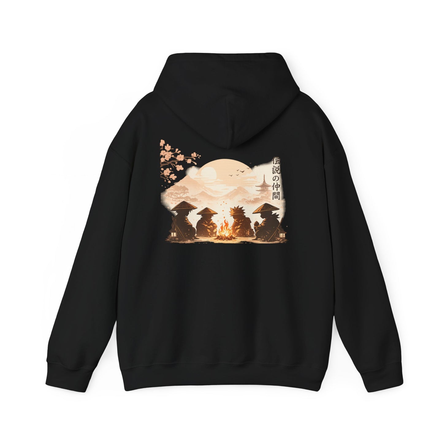 Hoodie | Samurai Campfire Illustration Japanese Kanji Backprint