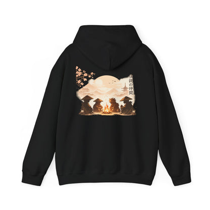 Hoodie | Samurai Campfire Illustration Japanese Kanji Backprint