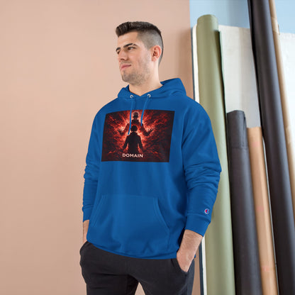 Domain Graphic Hoodie — Red Nebula Silhouette Champion Hoodie