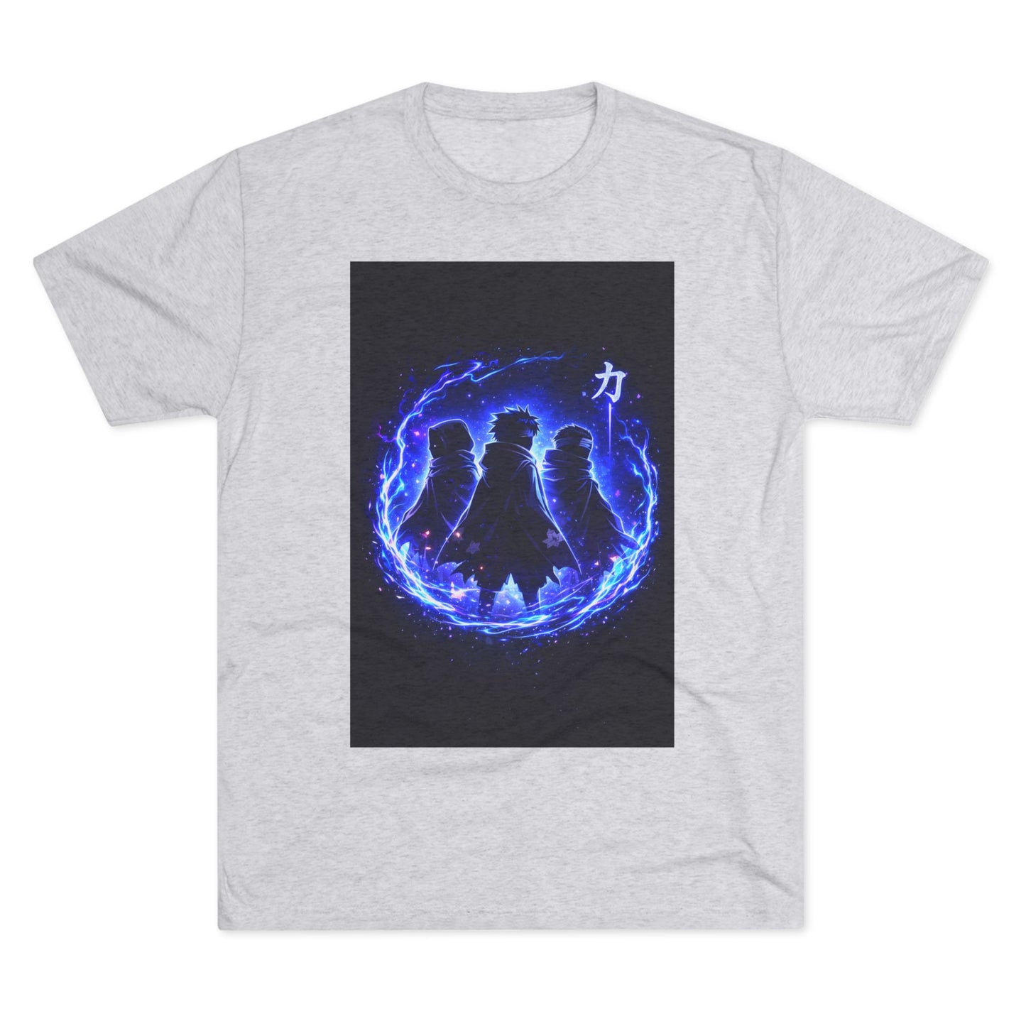 Anime Silhouette Crew Tee — Blue Flame Shinobi Design