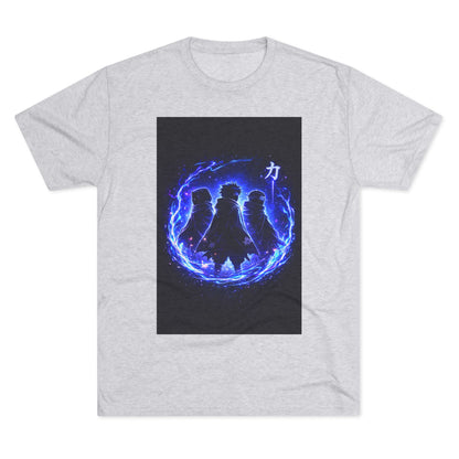 Anime Silhouette Crew Tee — Blue Flame Shinobi Design