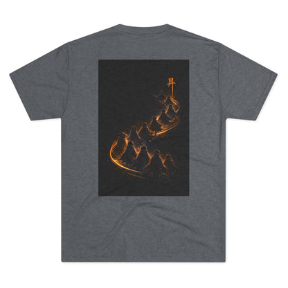 Ember Trail T‑Shirt — Fiery Mountain Silhouette Back Print