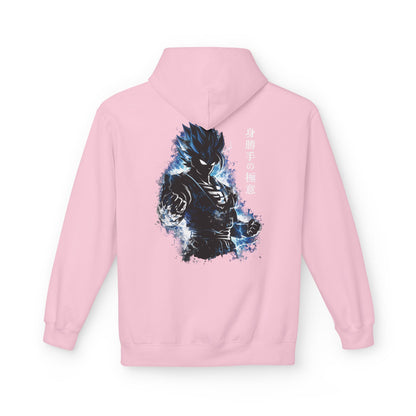 Anime Aura Warrior Hoodie | Fiery Mouth Front & Blue Energy Back