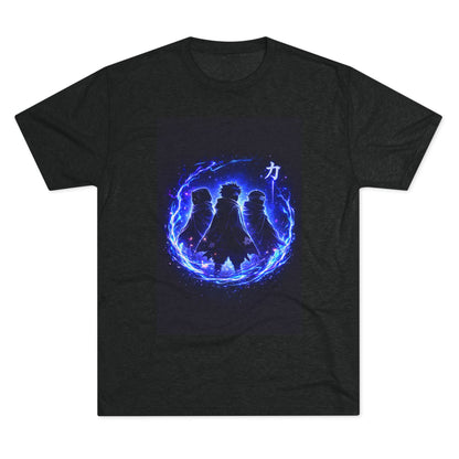 Anime Silhouette Crew Tee — Blue Flame Shinobi Design