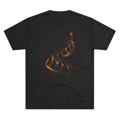 Ember Trail T‑Shirt — Fiery Mountain Silhouette Back Print