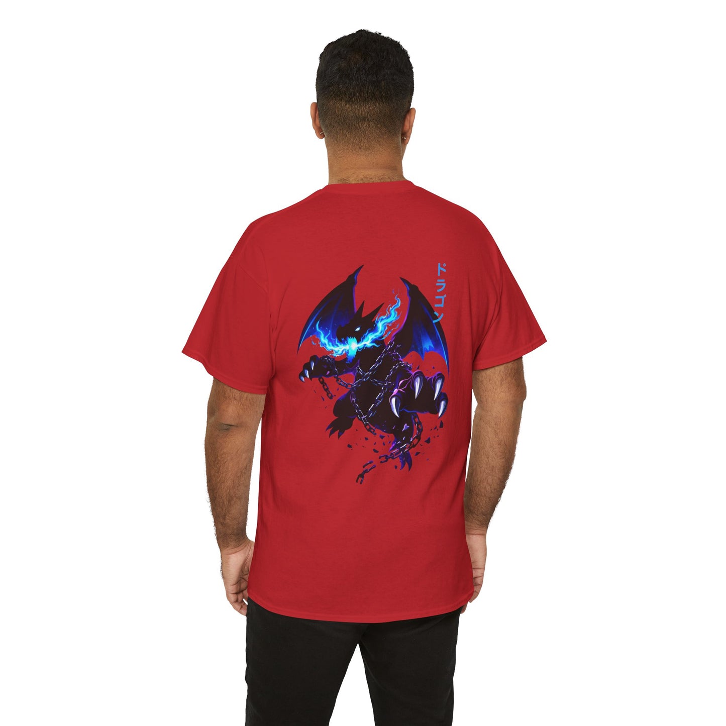 Dragon Graphic Tee — Blue Flame Kaiju Back Print T-Shirt
