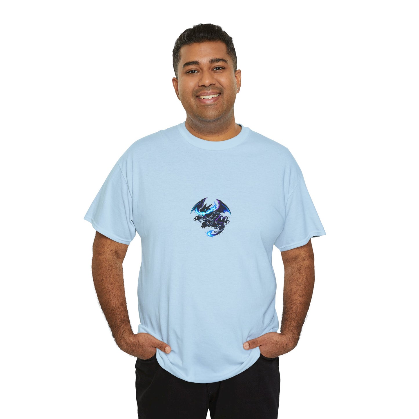 Dragon Graphic Tee — Blue Flame Kaiju Back Print T-Shirt