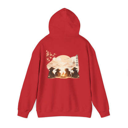 Hoodie | Samurai Campfire Illustration Japanese Kanji Backprint