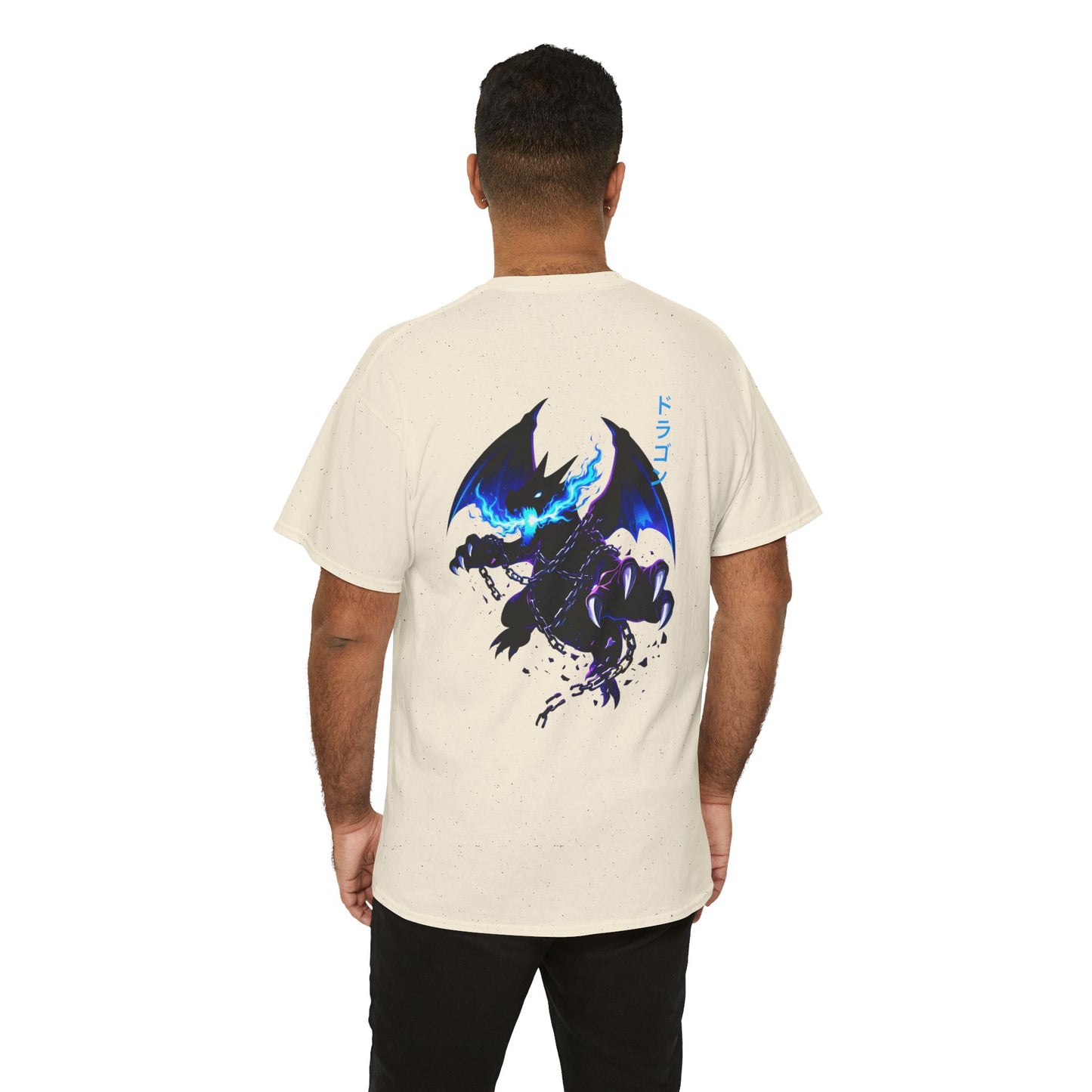 Dragon Graphic Tee — Blue Flame Kaiju Back Print T-Shirt