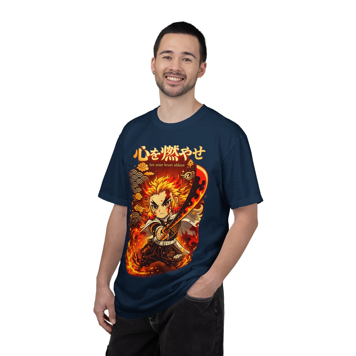 Anime Flame Warrior T-Shirt — 'Set Your Heart Ablaze' Graphic Tee