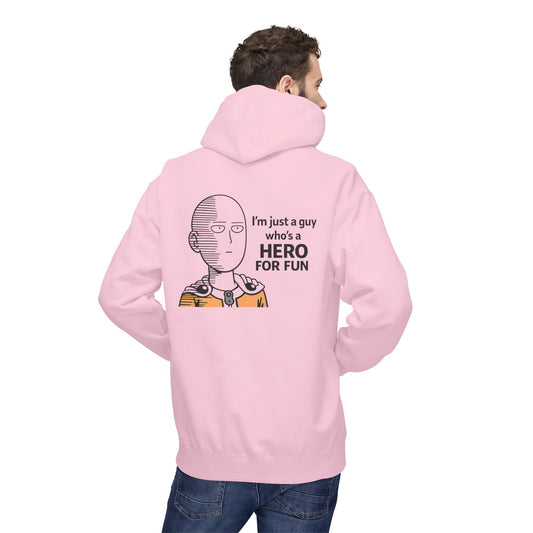 Hero Emblem Hoodie — Chibi Hero Mid-Punch Minimalist Anime Design