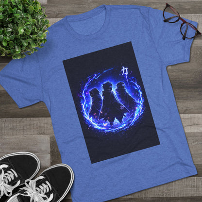Anime Silhouette Crew Tee — Blue Flame Shinobi Design