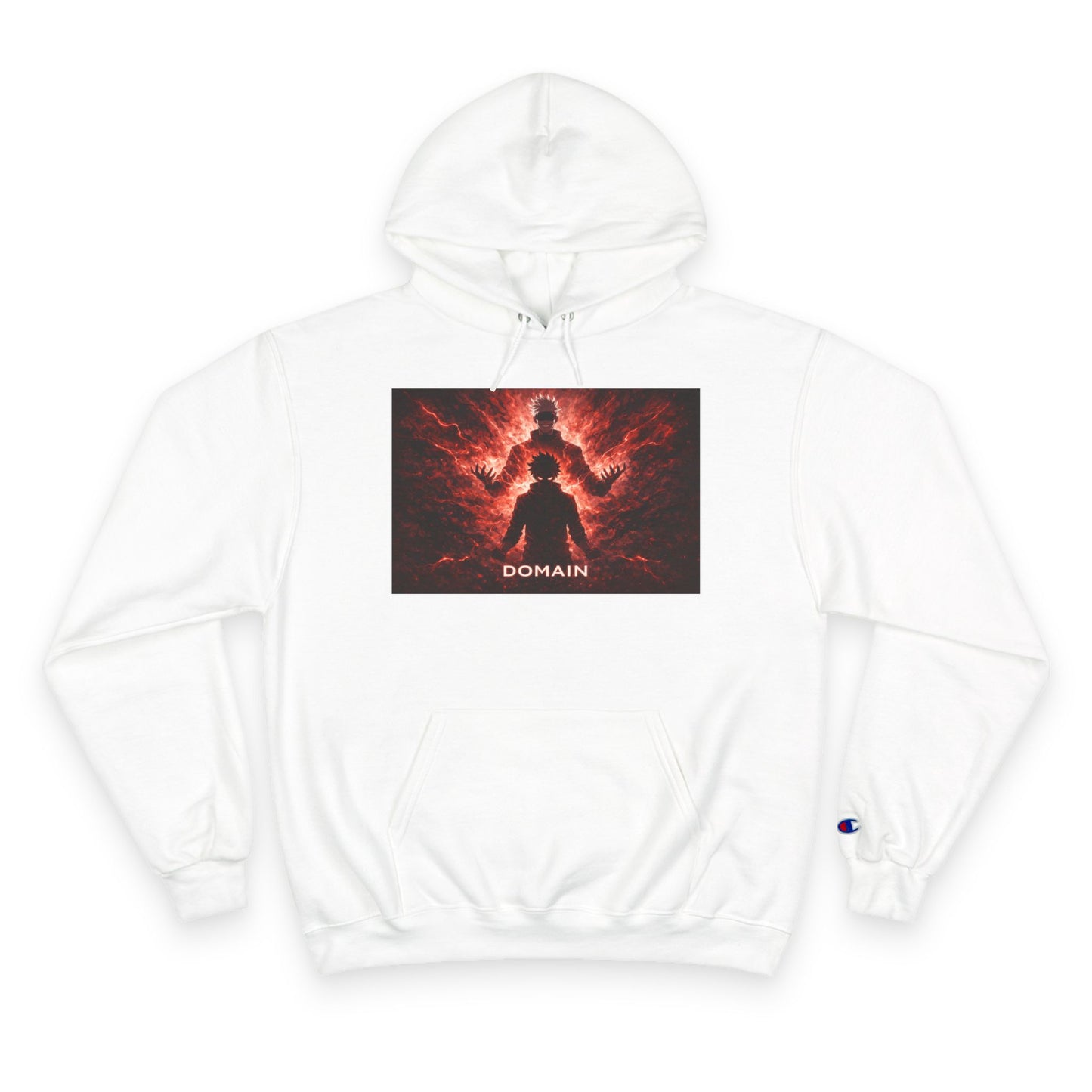 Domain Graphic Hoodie — Red Nebula Silhouette Champion Hoodie