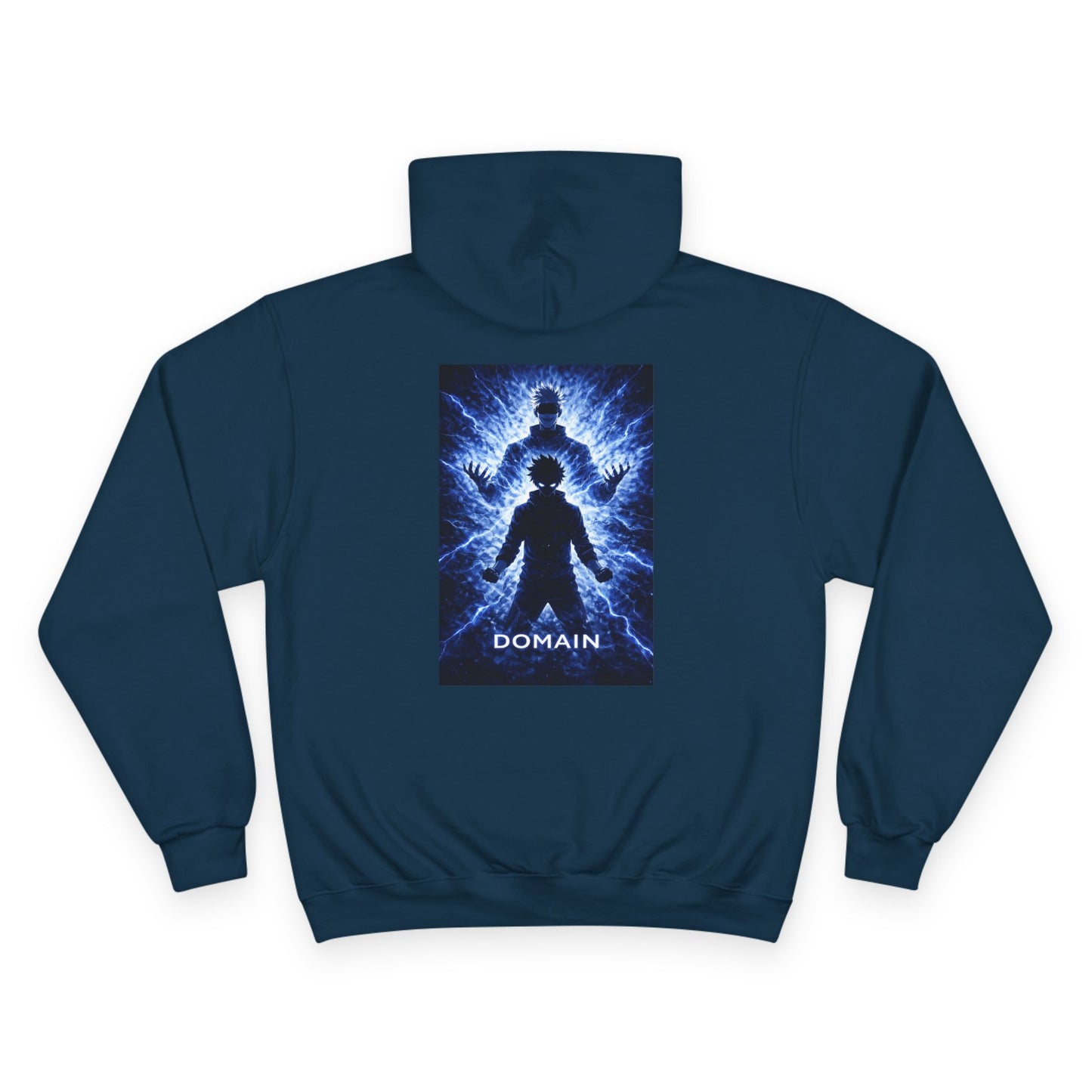 Domain blue silhouette lightning design Hoodie | back print