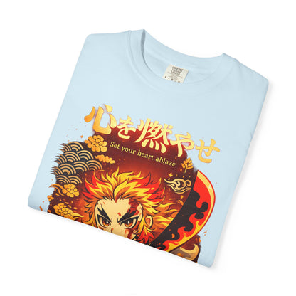 Anime Flame Warrior T-Shirt — 'Set Your Heart Ablaze' Graphic Tee