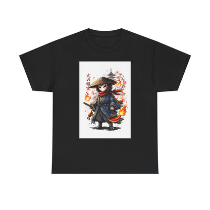 Fire Spirit Samurai T-Shirt — Cute Chibi Oni Warrior Tee