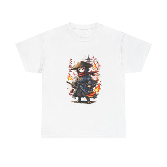 Fire Spirit Samurai T-Shirt — Cute Chibi Oni Warrior Tee