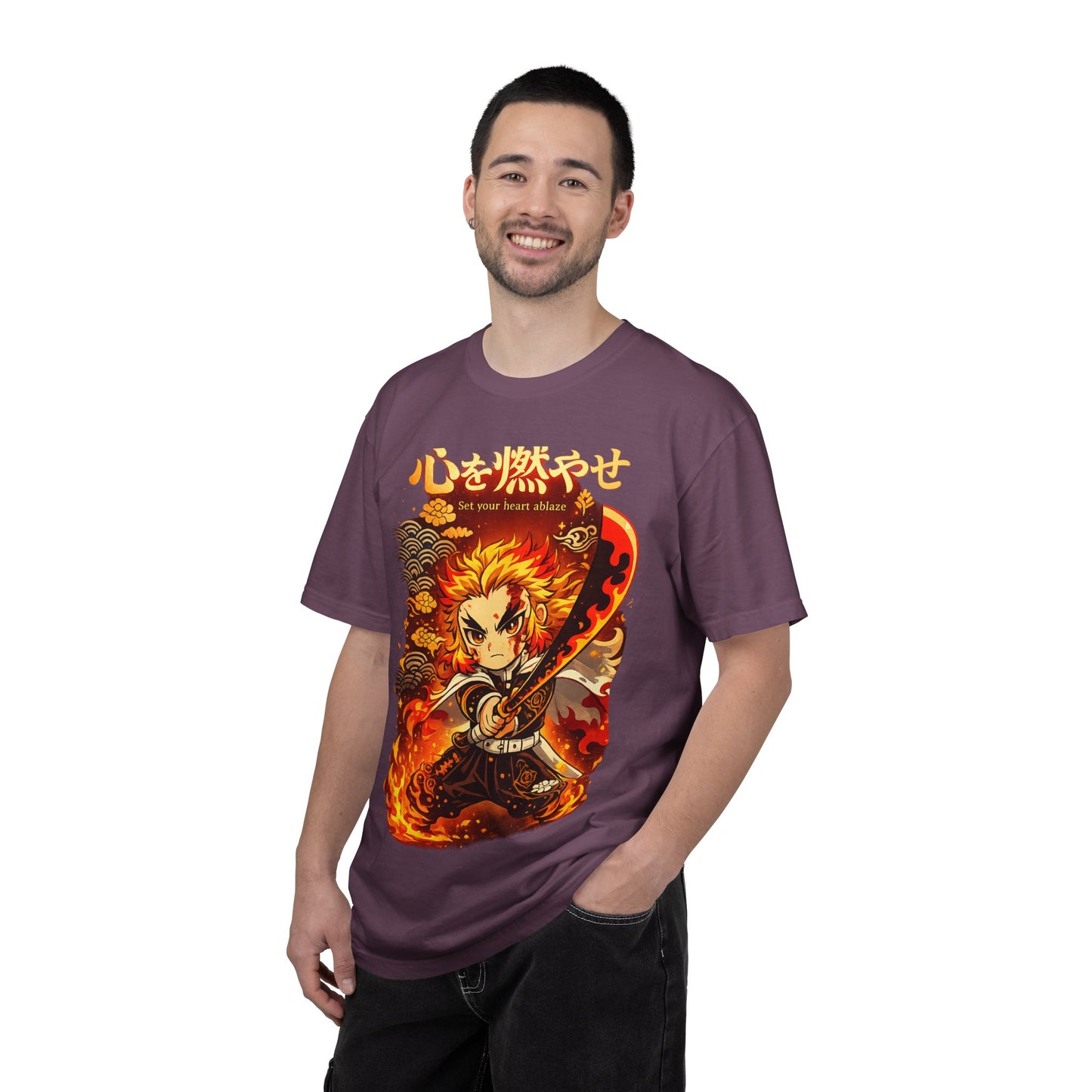 Anime Flame Warrior T-Shirt — 'Set Your Heart Ablaze' Graphic Tee