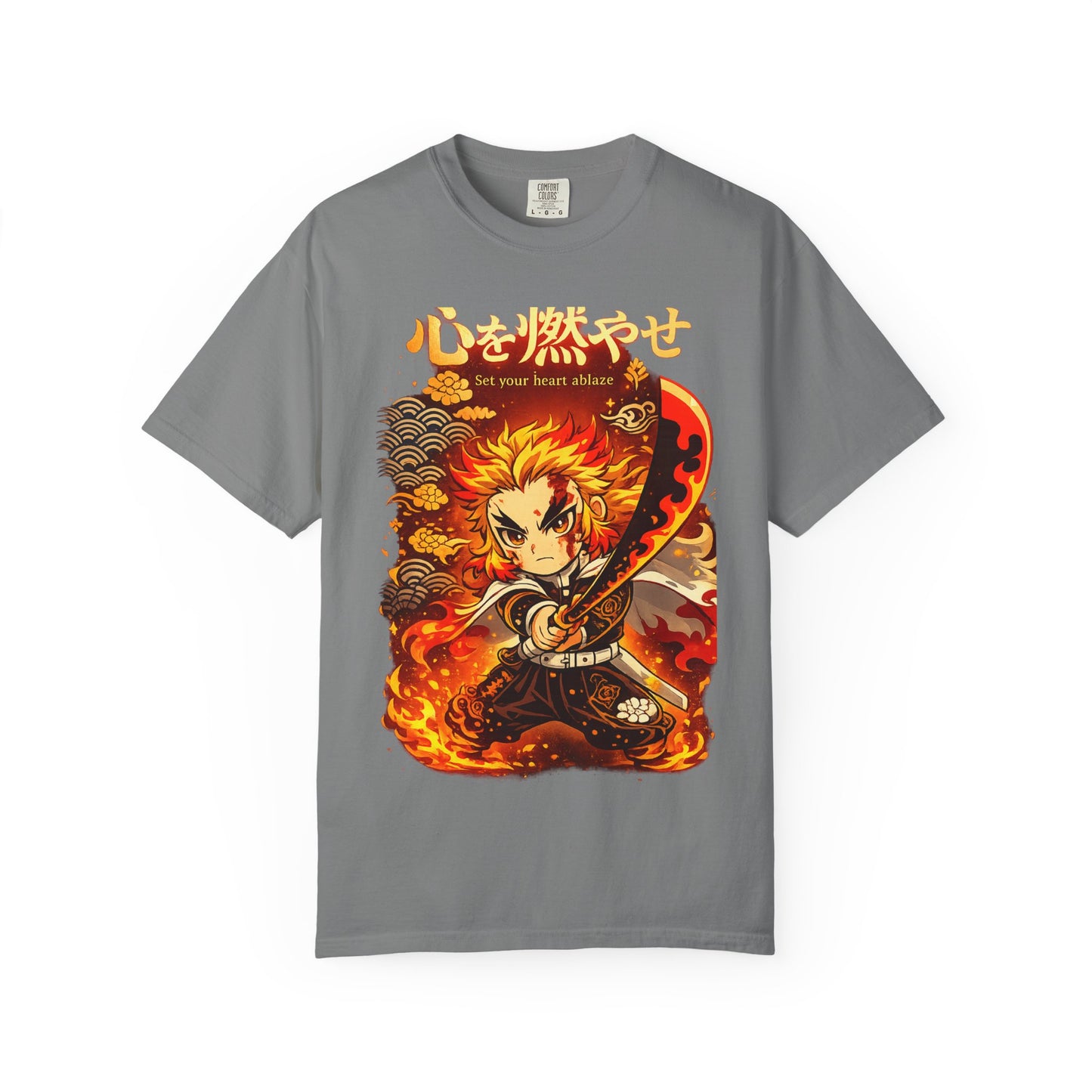 Anime Flame Warrior T-Shirt — 'Set Your Heart Ablaze' Graphic Tee