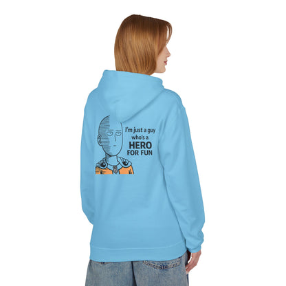 Hero Emblem Hoodie — Chibi Hero Mid-Punch Minimalist Anime Design