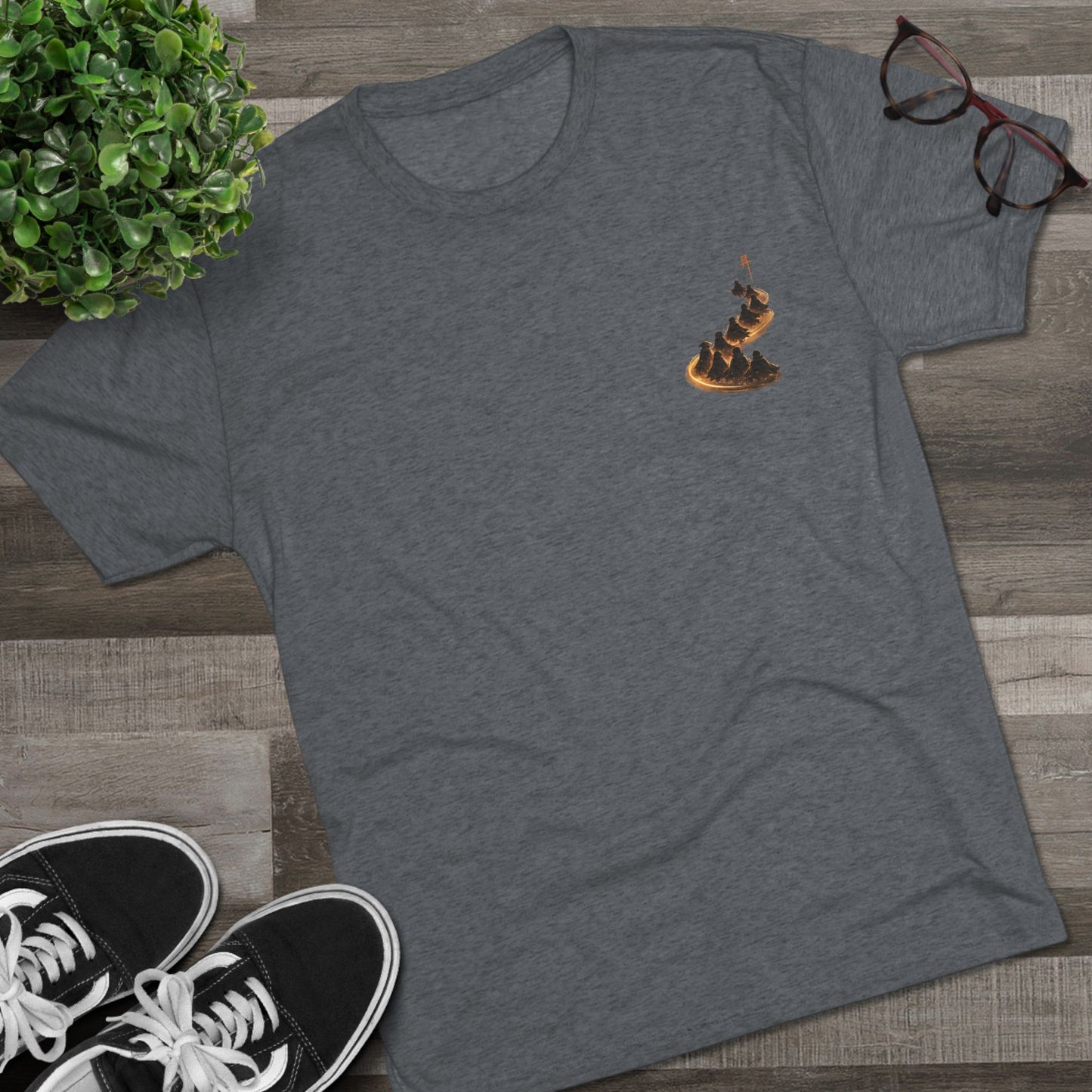 Ember Trail T‑Shirt — Fiery Mountain Silhouette Back Print