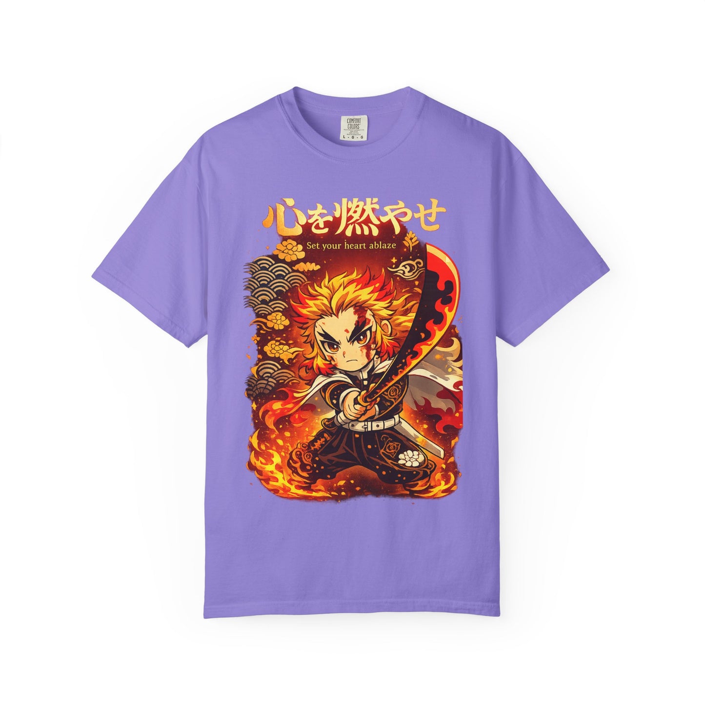 Anime Flame Warrior T-Shirt — 'Set Your Heart Ablaze' Graphic Tee