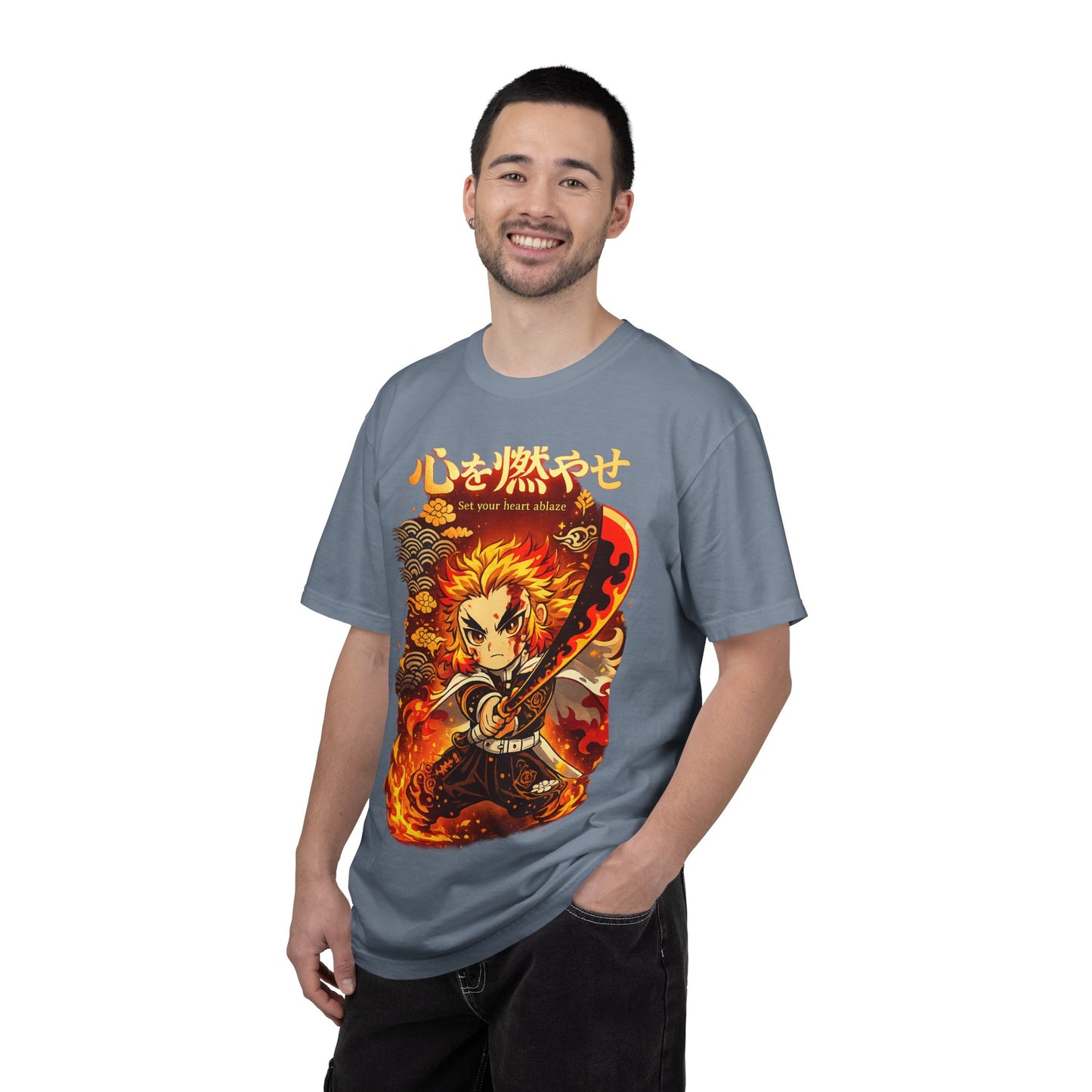 Anime Flame Warrior T-Shirt — 'Set Your Heart Ablaze' Graphic Tee