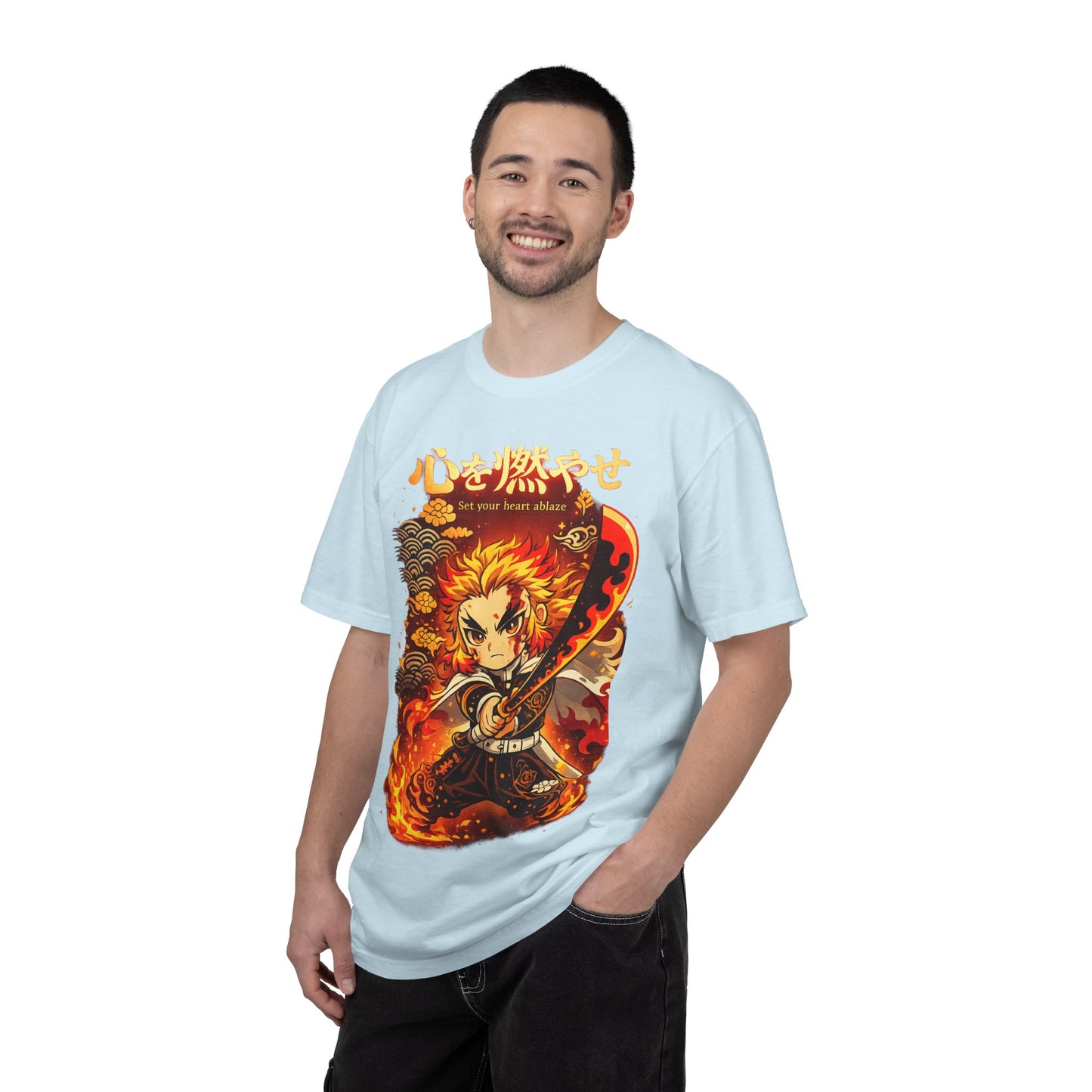 Anime Flame Warrior T-Shirt — 'Set Your Heart Ablaze' Graphic Tee