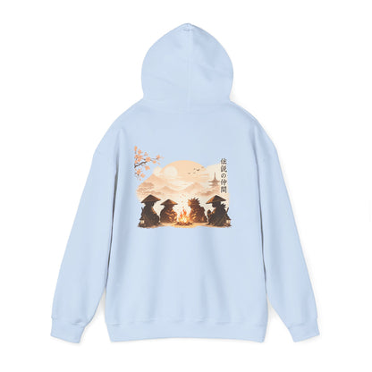 Hoodie | Samurai Campfire Illustration Japanese Kanji Backprint
