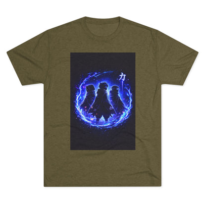Anime Silhouette Crew Tee — Blue Flame Shinobi Design