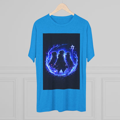 Anime Silhouette Crew Tee — Blue Flame Shinobi Design