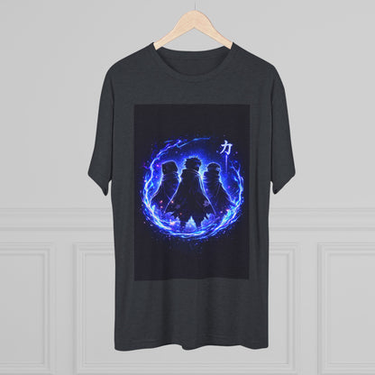 Anime Silhouette Crew Tee — Blue Flame Shinobi Design