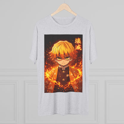 Demon Slayer Zenitsu Agatsuma Fire Anime T-Shirt — 'Destruction' Kanji Graphic Tee