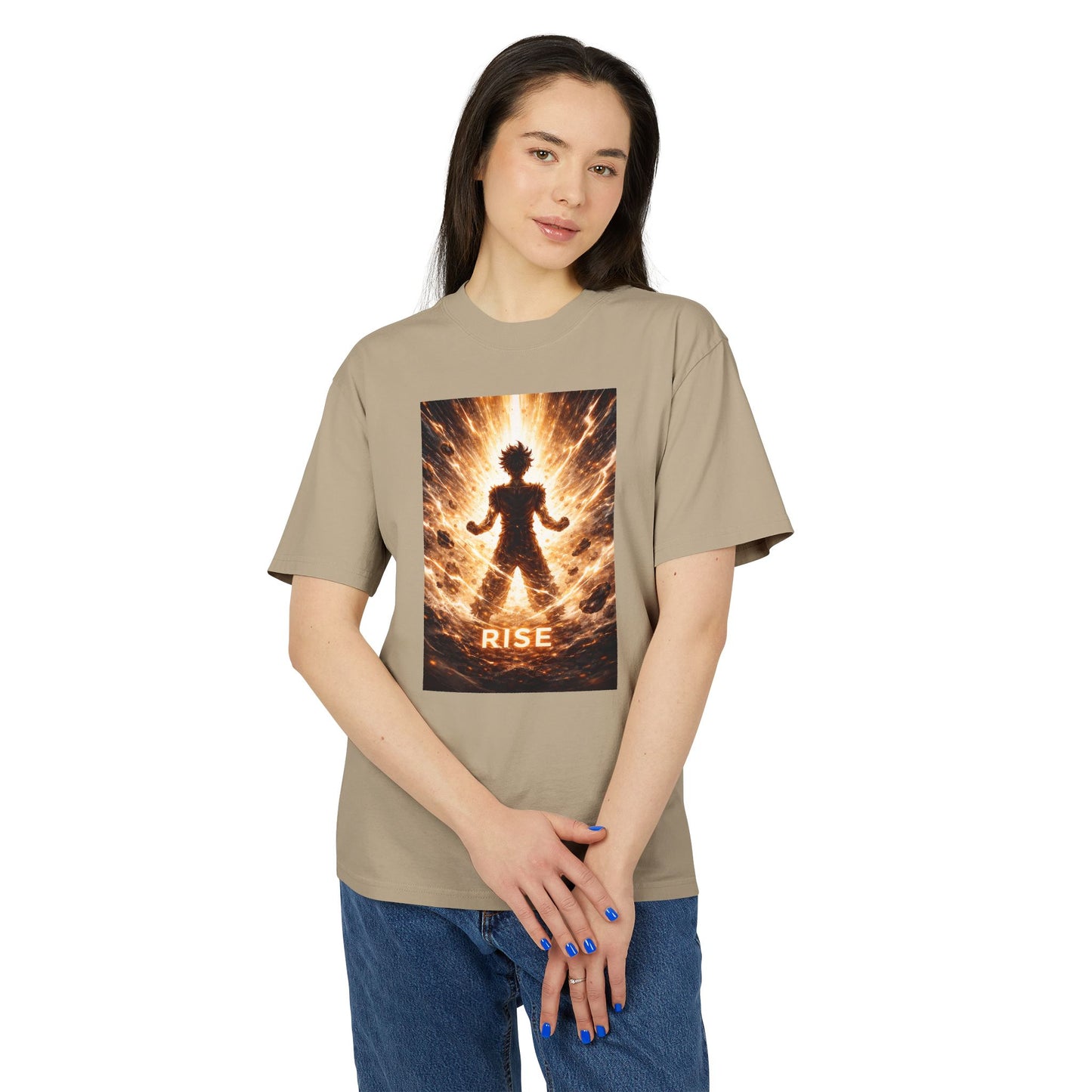 Rise silhouette, T-Shirt | Fiery energy graphic tee