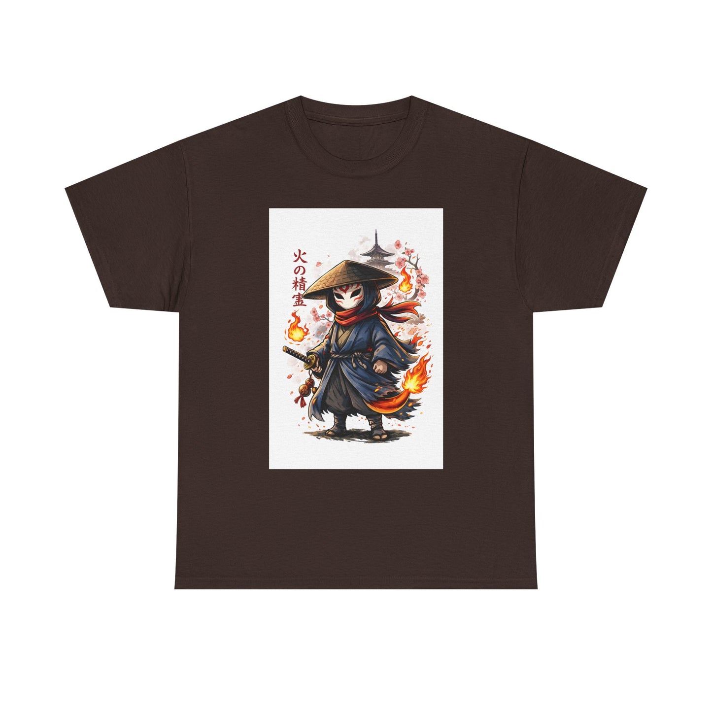 Fire Spirit Samurai T-Shirt — Cute Chibi Oni Warrior Tee