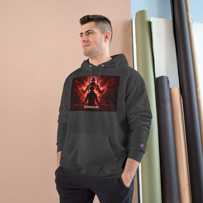 Domain Graphic Hoodie — Red Nebula Silhouette Champion Hoodie
